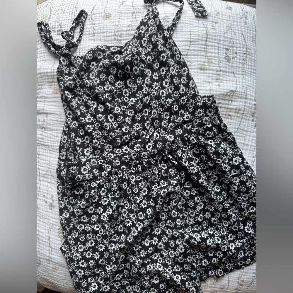 Floral Black and White Romper